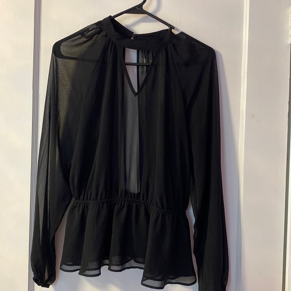 **FINAL CHANCE**Express sheer long sleeve peplum blouse - Picture 1 of 7